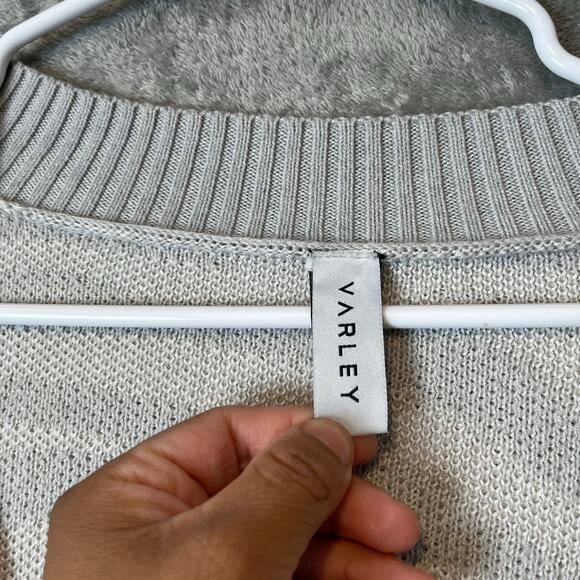 Varley Calvert Sweater Wool Blend V Neck Gray White Medium Zebra Print Lounge - Picture 8 of 8